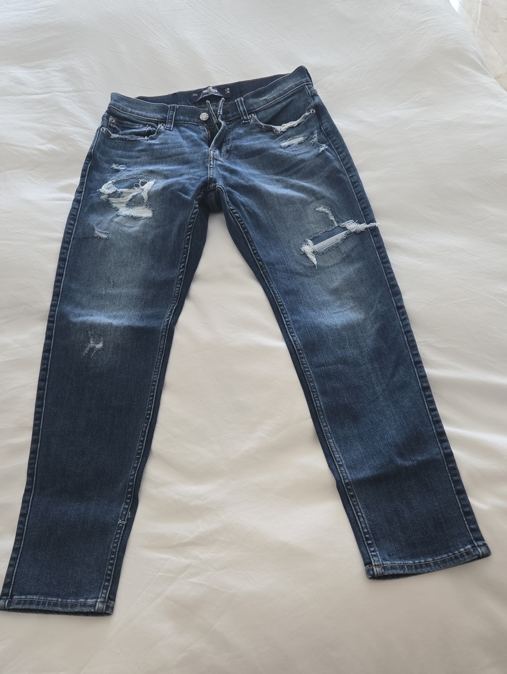 Hollister Big Boys Distressed Dark Blue Boyfriend Jeans Sz W29, L30 Excellent Co